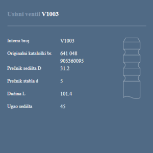 AUTOVENTIL V1003 US.VEN.OPEL 1.8-16V.ASTRA