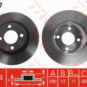 KOCIONI DISK AUDI 280 MM 4 RUPE 80 B4 91-96 G. trw
