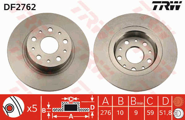 KOCIONI DISK ALFA ROMEO 166 276MM ZADNJI trw