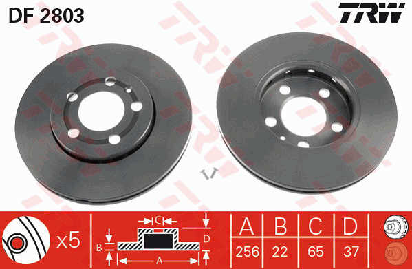 KOCIONI DISK VW/AUDI GOLFIV/POLO 01-09 256MM DF2803 trw