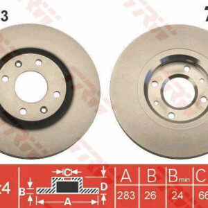 KOCIONI DISK PEZO 307 308 207/C4 C5 FI 283 MM 4 RUPE VENT. trw
