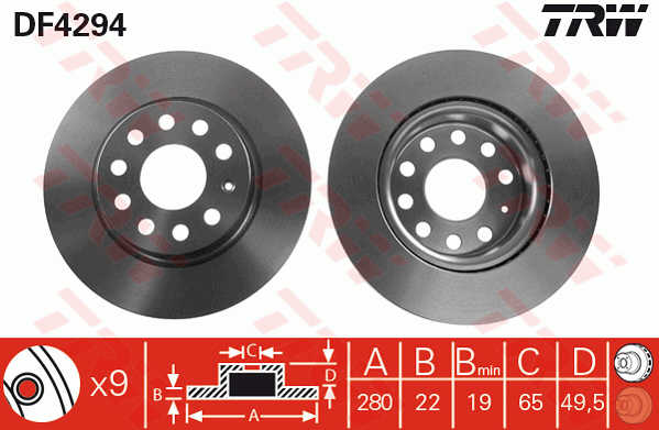 KOCIONI DISK VW GOLF V/VI 280 MM.