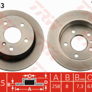 KOCIONI DISK MERCEDES ZAD. A/B KLASA DO 2012. 258 mm trw