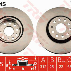 KOCIONI DISK VENT. VW GOLF V/VI 312MM. trw