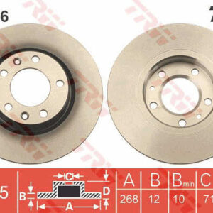 KOCIONI DISK ZADNJI PEUGEOT 308 II / CITROEN C4 FI 268mm trw