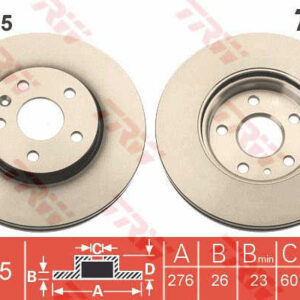 KOCIONI DISK PRED. 276MM OPEL/CHEVROLET ASTRA J/CRUZE 09-15 trw