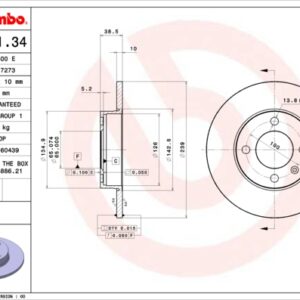 KOCIONI DISK PREDNJI VW GOLF II 10 MM BREMBO 08.2631.34