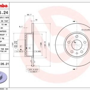 08.3126.24.jpg KOCIONI DISK ZAD. ALFA 147/156 FI251X10 brembo