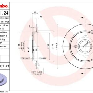 KOCIONI DISK ZADNJI FORD FOCUS DO 04 252.5 MM  brembo