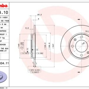 KOCIONI DISK ZADNJI FI 247 MM 4 RUPE PEZO 106 206 306 brembo