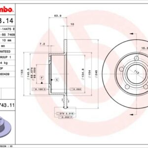 KOC.DISK ZAD. FI 245 MM 5 RUPA A-100/A6/PASSAT 97-05 G. brembo