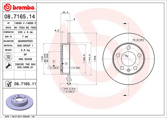 KOCIONI DISK ZAD.VW G-4 brembo