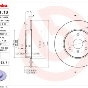 KOCIONI DISK SMART FORTWO/ROADSTER 280MM 98+ brembo