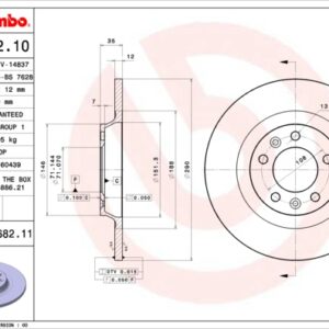 KOCIONI DISK ZAD. PEUGEOT 407 04+ 290MM brembo