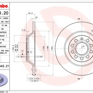 KOCIONI DISK ZADNJI FI 302 MM AUDI A6 04+ brembo