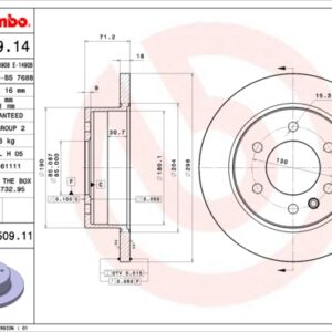 KOCIONI DISK ZAD. MERCEDES SPRINTER 298MM 06+ brembo