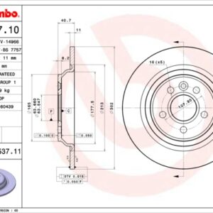 08.a537.10.jpg KOCIONI DISK ZAD. FI 302MM VOLVO S60 II / S80 II / V60 brembo