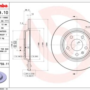 KOCIONI DISK AUDI A4/A5/A6/Q5 300 MM ZADNJI brembo