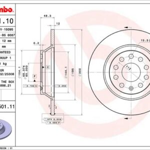 KOCIONI DISK ZADNJI FI 300 MM VW GOLF VII 12+ brembo