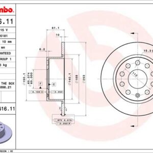 KOCIONI DISK ZADNJI SKODA OKTAVIA III 253 MM brembo