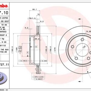 KOCIONI DISK ZADNJI FI 276 MM VENT.BMW 3 E36 E46 318D 320D brembo