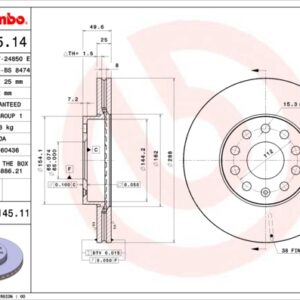 KOCIONI DISK VW / SKODA / AUDI FI288 MM 5 RUPA VENT. KARBONSKI 03+ brembo