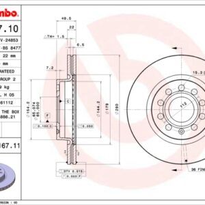 KOCIONI DISK VW FI 280 MM 5RUPA VENT. G-5/6 /CADY 3/A3 brembo
