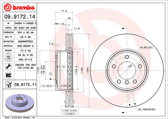 KOCIONI DISK PREDNJI BMW E60 VEN.530 FI324 PRO+
