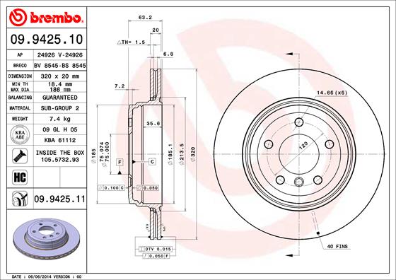 KOCIONI DISK BMW 5 03+ 320MM ZADNJI brembo