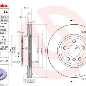 09.9581.14.jpg KOCIONI DISK PREDNJI BMW X3 (E83) 325MM 03+ brembo