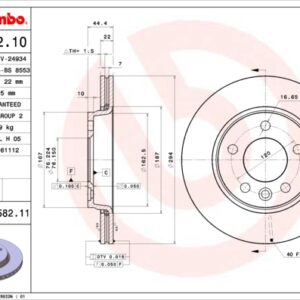 KOCIONI DISK ZADNJI VW T-5 FI 294 MM 5 RUPA brembo