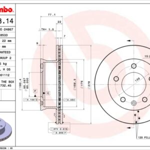 KOCIONI DISK MERCEDES FI 276 MM 5 RUPA VENT. SPRINTER/VW LT brembo