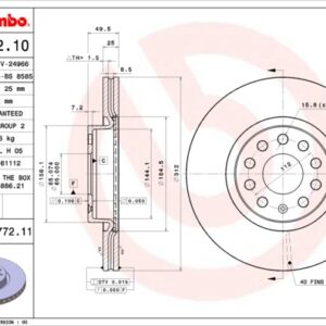 KOCIONI DISK PREDNJI VW 312 MM brembo