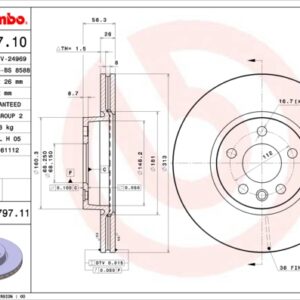 KOCIONI DISK VW FI 313 MM 5 RUPA VENT. T-4 90-00 brembo