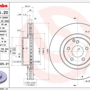KOCIONI DISK MERCEDES E CLASS W211 FI 330MM brembo
