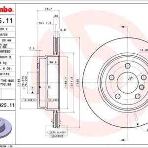 KOCIONI DISK ZADNJI BMW X5 E70 X6 E71 320 MM brembo