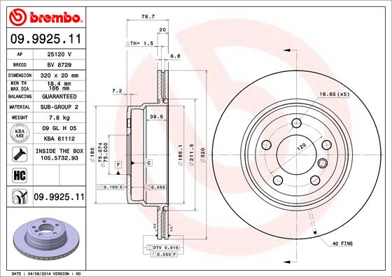 KOCIONI DISK ZADNJI BMW X5 E70 X6 E71 320 MM brembo