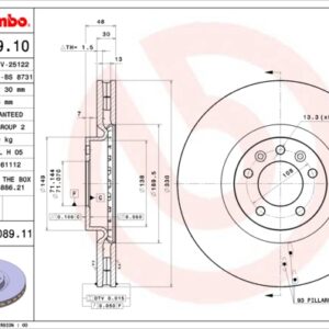 KOCIONI DISK PSA 407/607/C5/C6 00+ 329MM brembo