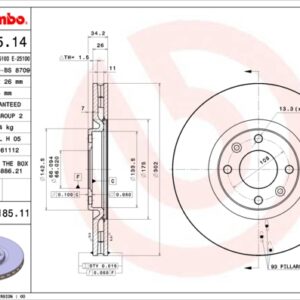 09.a185.14.jpg KOCIONI DISK PREDNJI 302MM PEUGEOT 308 07+ brembo