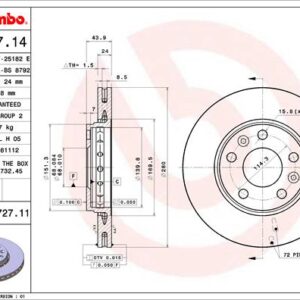 KOCIONI DISK PREDNJI RENAULT/DACIA MEGANE III 280 MM brembo