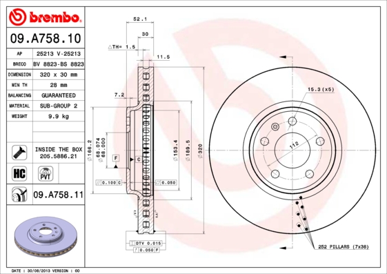 KOCIONI DISK PREDNJI AUDI A4 A5  A6  Q5 brembo