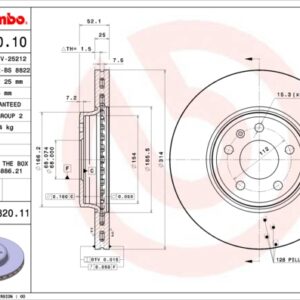 09.a820.10.jpg KOCIONI DISK PREDNJI AUDI FI314 AUDI A4/A5 brembo