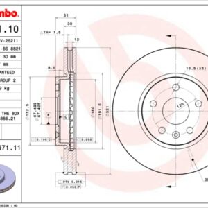 KOCIONI DISK PREDNJI OPEL INSIGNIA A 2.0 CDTI 08+ 321 MM brembo
