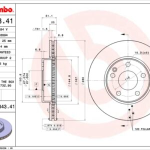 09.b343.41.jpg KOCIONI DISK PREDNJI FI 280 MM MERCEDES A W176 B W246 12+ brembo