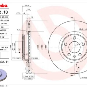 KOCIONI DISK FI 319.7 MM AUDI A4 A6 A5 A7 11+ brembo