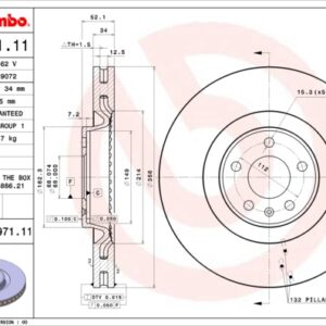 KOCIONI DISK PR. FI 356MM AUDI A6 C7 2.0 / 3.0 brembo