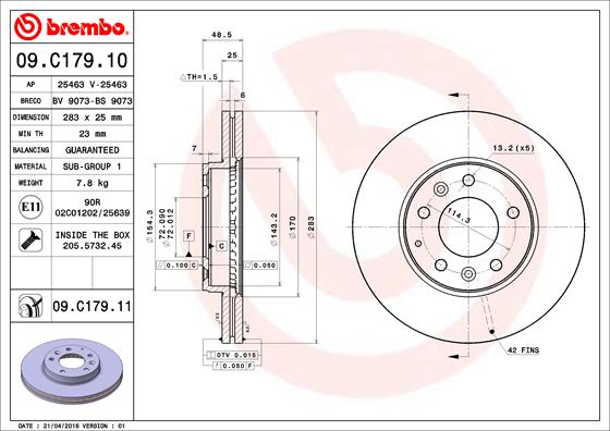KOC. DISK MAZDA VI FI 283MM 02+ brembo