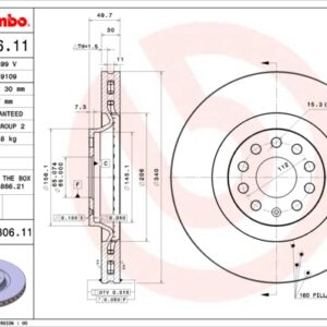 KOCIONI DISK PREDNJI VW GOLF 7/PASSAT/A3 340MM DEBLJINA 30 MM brembo