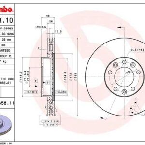 KOCIONI DISK VENTILIRAJUCI PREDNJI PEUGEOT 308 II 2013+ GOD brembo