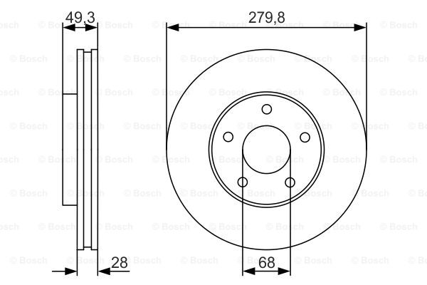 KOCIONI DISK PRED. NISSAN PRIMERA/ALMERA/X-TRAIL 280 MM 02+ bosch